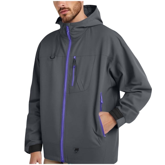zfhfof Mens Rain Jacket Full Zip Windbreaker Coat Running Waterproof Outdoor Raincoat with Hood for Travel Hiking Cycling