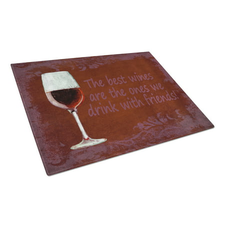 Caroline's Treasures The best wines are the ones we drink with friends Glass Cutting Board Large