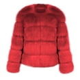 thumbnail image 5 of Yigetop Fur Coats for Women European and American Wool Imitation Jacket Women's Short Long Sleeve Faux Leather Coat Faux Fur Jacket Women Red S, 5 of 7