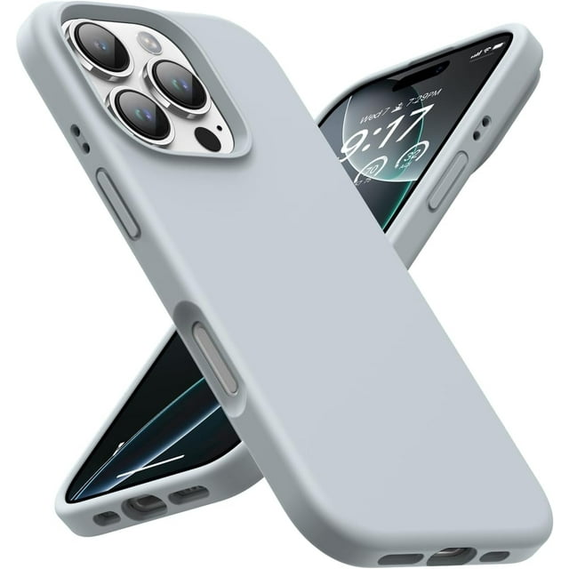 KOMI Designed for iPhone 16 Pro Max Case,Shockproof Liquid Silicone Protective Phone Case with Soft Anti-Scratch Microfiber Lining Ultra Slim Drop Protection Phone Cover 6.9 inch Blue Gray