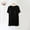 Black, variant on YHAJDS Womens Pajama Tops Short Sleeve Solid Color Built In Bra V Neck Longline Sleepwear Top