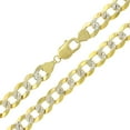 thumbnail image 2 of 14K Yellow Gold 9.5MM Solid Cuban Curb Link Two-Tone Pave Chain Necklaces, Real 14K Gold, Next Level Jewelry, 2 of 5