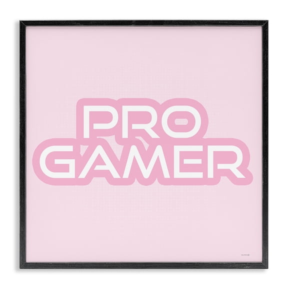 Stupell Industries Pastel Pink Pro Gamer Quotes and Sayings Painting Black Framed Art Print Wall Art, 12 x 12