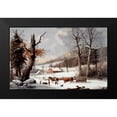 thumbnail image 2 of Currier and Ives 14x10 Black Modern Framed Museum Art Print Titled - Winter In The Country - Homeward From The Wood-Lot, 2 of 5