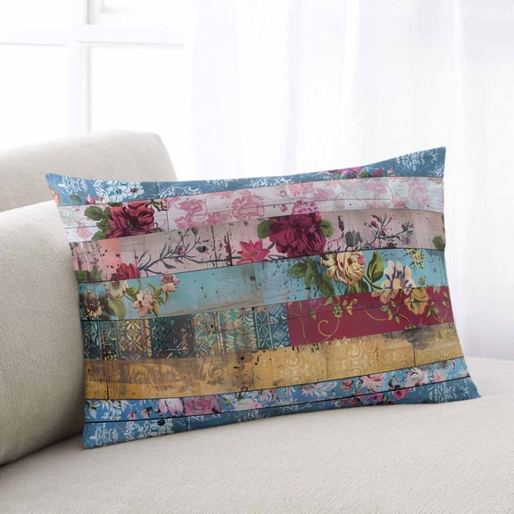 Vintage Floral Oversized Pillow Covers, Farmhouse Botanical Flowers Soft Breathable Throw Pillow Cases with Invisible Zipper, Decorative Pillowcase Pillows Protectors for Sofa Bed Couch 24"x36"