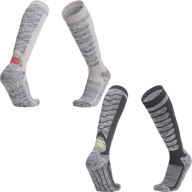 Paquete de 2 pares de calcetines de esquí para esquí, snowboard, calcetines de rendimiento para deportes al aire libre, calcetines de esquí de fondo y snowboard para esquí y calcetines para