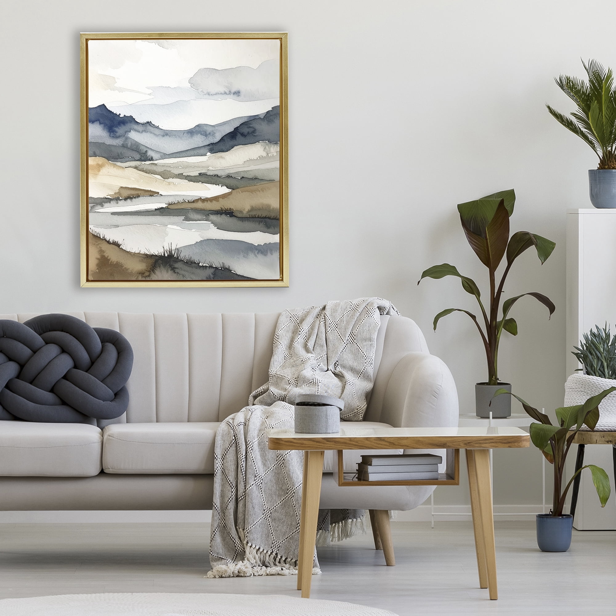 Stupell Industries Flow Of Water River Gold Framed Floater Canvas Wall Art, design by Alonza Saunders