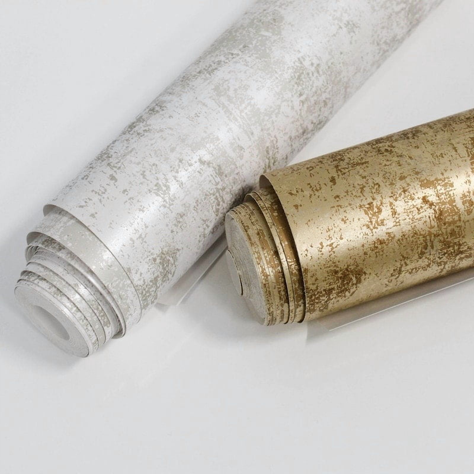 Tempaper Distressed Gold Leaf Metallic Pearl Peel and Stick Wallpaper, 20.5" x 16.5'
