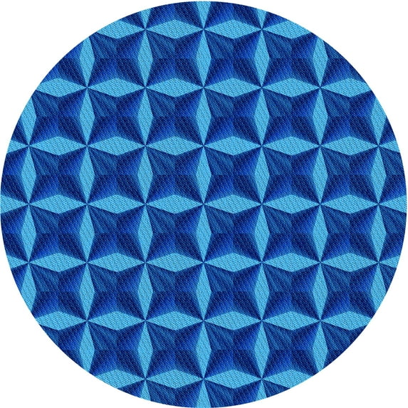 Ahgly Company Indoor Round Patterned Cobalt Blue Area Rugs, 5' Round