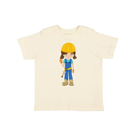 

Inktastic Construction Girl Brown Hair Cute Girl Hammer Gift Toddler Toddler Girl T-Shirt