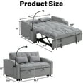 thumbnail image 2 of ASINMAK Convertible Sofa Bed, Minimalist Solid Print Velvet Futon Couch with Pull-Out Bed, USB and Toss Pillows, Light Gray, 2 of 7