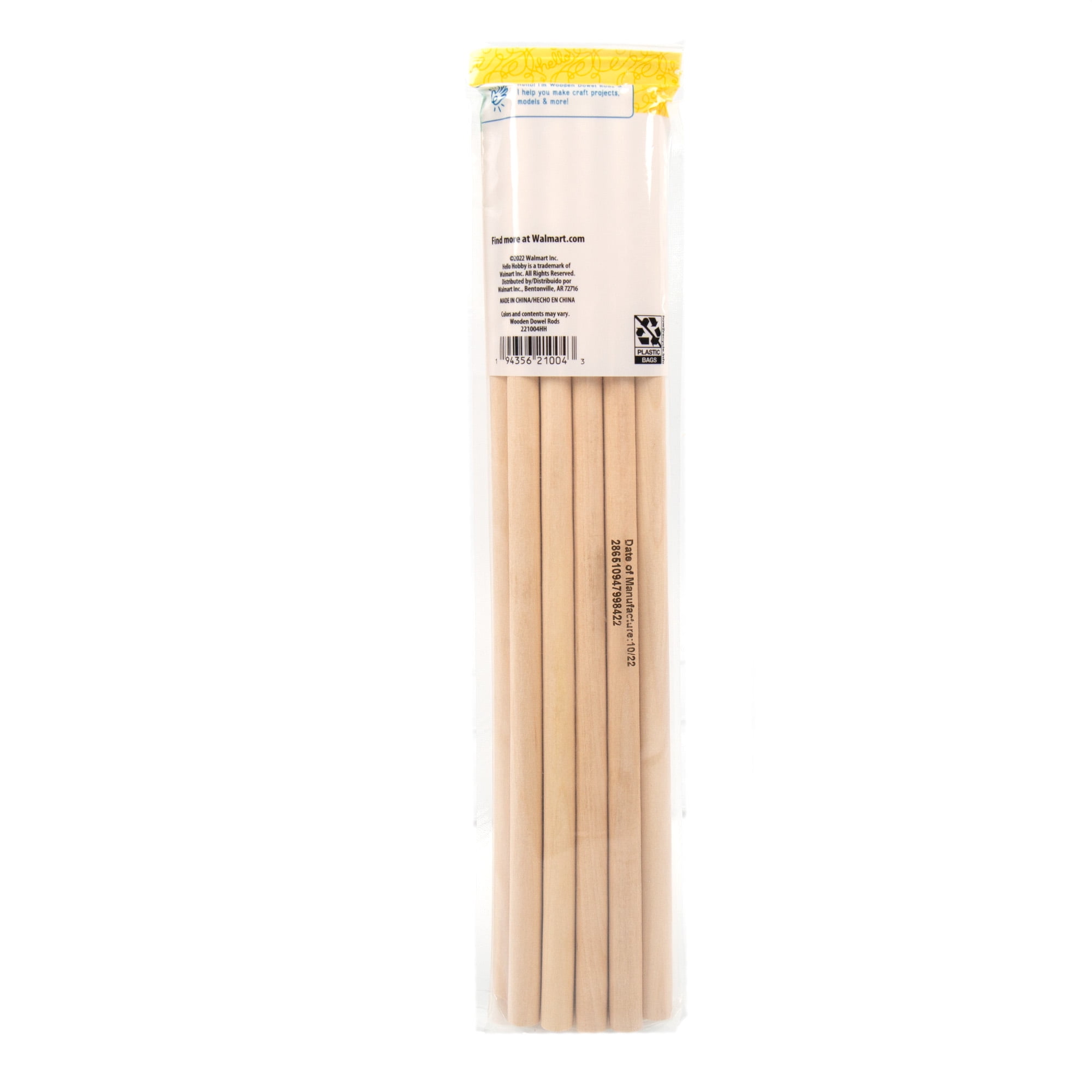 Hello Hobby Wooden Craft Dowels, 40 Pieces