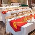 thumbnail image 3 of Mantel de lino triangular con diseño de doble dragón y cuentas rojas para mesa de Año Nuevo, decoración para cenas, 3 of 4