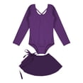 thumbnail image 3 of YONGHS Girls Long Sleeve Leotard with Tutu Skirt Kids Ballerina Ballet Dancewear Dress Outfits Purple 4-5, 3 of 6