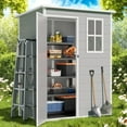 thumbnail image 4 of Plastic Shed with Floor, 5x3 FT Outdoor Storage Shed with Lockable Door, Weather-Resistant for Backyard, Patio&Lawn, Gray, 4 of 8