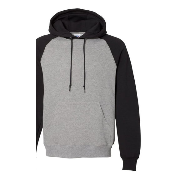 Russell Athletic Men's Dri Power Colorblock Raglan Hooded Pullover Sweatshirt, Style 693HBM