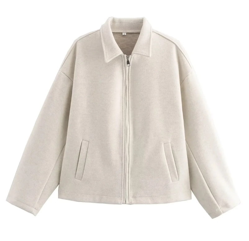 Women's Vintage Faux Wool Blend Short Jacket - Square Collar