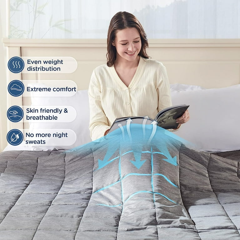 Silkyrest Weighted Blanket Twin for Adults 15lbs 48 x72 Double Sided Cooling Weighted Blanket for Hot Sleepers Breathable Heavy Blanket with Premium Glass Beads for Summer Grey 48 x 72 15lbs Walmart.c...