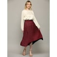 thumbnail image 4 of Made by Johnny Women's High Waist Polka Dot Pleated Skirt Midi Swing Skirt with Pockets L WINE_POLKA, 4 of 6