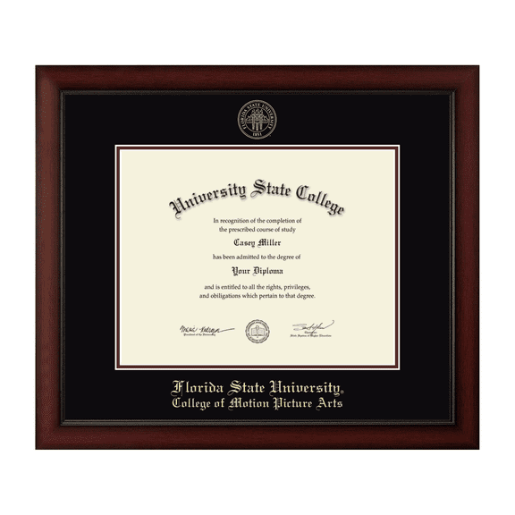 Framerly - FSU Motion Picture Arts Diploma Frame with Black and Maroon Mat