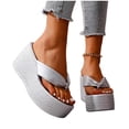 thumbnail image 6 of Womans Slippers Women's Fashionable Casual Summer Solid Color Thong Comfortable Outdoor Wear Stylish Flat Slippers,Silver,36, 6 of 9