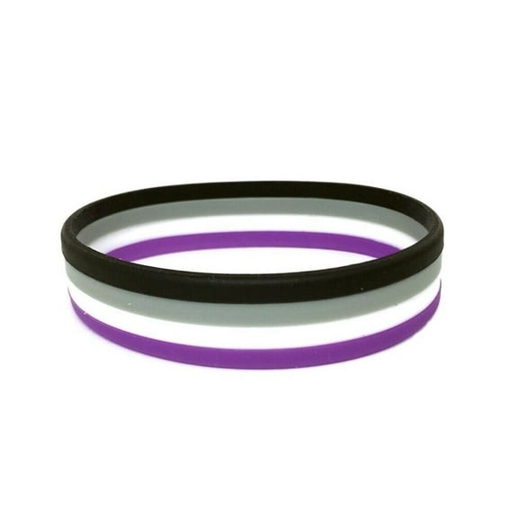 Asexual Pride Silicone Bracelet Wristlet - LGBTQ Pride Wristband Asexual Flag
