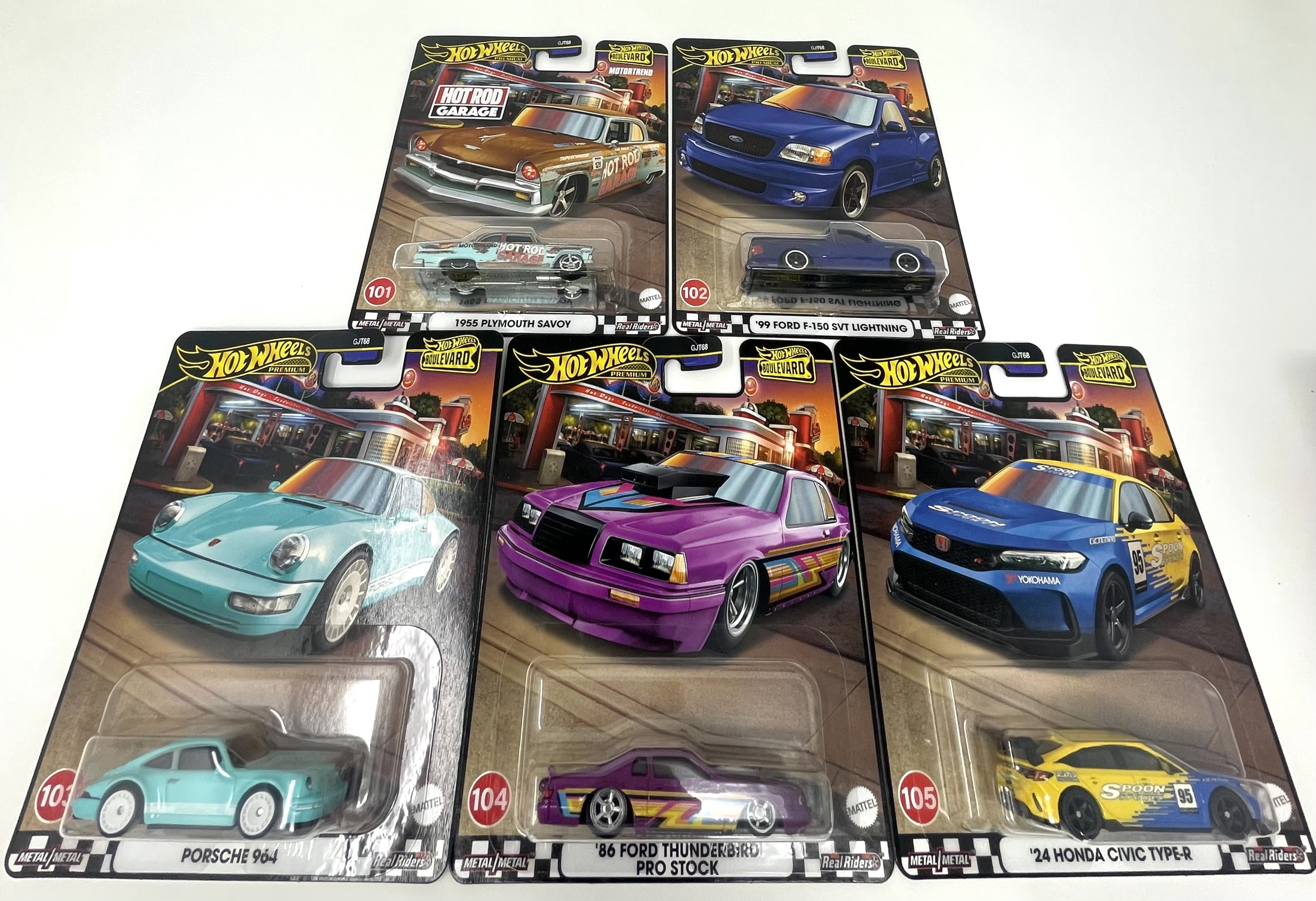 Hot Wheels 1:64 Premium Boulevard Car and Truck Play Vehicles, 5 Pieces