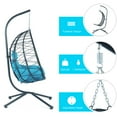 thumbnail image 4 of Clearance! Hanging Wicker Egg Chair, Outdoor Patio Hanging Chairs with Stand, UV Resistant Hammock Chair with Comfortable Cushion, Durable Indoor Swing Egg Chair for Bedroom, Garden, Backyard, 4 of 6
