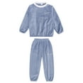 thumbnail image 6 of WRKEKC Kids Winter Outfits 3-12 Years Color-Block Plush Sherpa Fleece Crew Neck Long-Sleeve Top and Pants Two-Piece Warm Loungewear Set, 6 of 6
