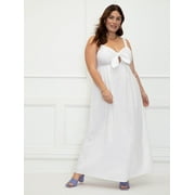 ELOQUII Elements Women's Plus Size Tie Front Tank Dress