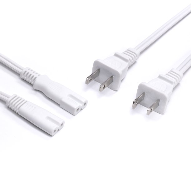 2 Slot Power Cord Two Pack Includes Both Types Polarized (Squared End) and NonPolarized