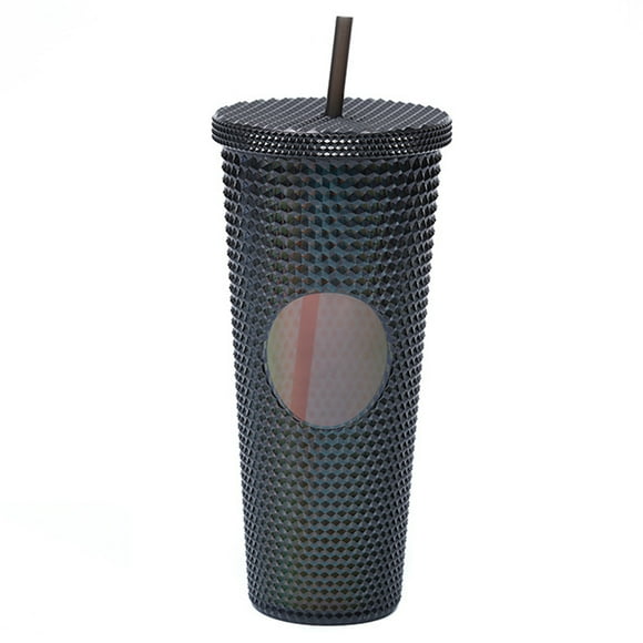 710ml plastic cup with lid and straw, reusable iced coffee cup, smoothie cup, transparent laser cup