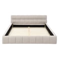 thumbnail image 5 of Queen Size Upholstered Bed Frame with Thick Fabric, Chenille Fabric Grounded Queen Size Platform Bed with Headboard and Solid Frame. No Box Spring Needed, Beige(68''*86.5''*23.5''), 5 of 10