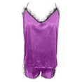 thumbnail image 5 of ICHUANYI Women Sleepwear Sleeveless Strap Nightwear Lace Trim Satin Cami Top Pajama Sets, 5 of 8
