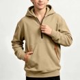 thumbnail image 3 of HBGVBA Big Boys Fleece Quarter Zip Hoodie,Solid Color Thick Hooded Pullover Top Loose Relaxed Long Sleeve Warm Casual Daily Fashion 5-15 Years, 3 of 6