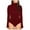 Wine Red, variant on XFLWAM Women's Ribbed Knit Turtle Neck Lettuce Trim Thumb Hole Long Sleeve Bodysuit Leotard Top Blue XL