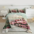 thumbnail image 3 of Manfei Merry Christmas Bedding Comforter Set.Chic Xmas Tree Twin Comforter Sets,Pink Train Bedding Set For Girls Kids,Breathable Home Decor Reversible,2 Pieces, 3 of 9