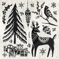 thumbnail image 2 of Brissonnet, Daphne 15x15 White Modern Wood Framed Museum Art Print Titled - Woodcut Christmas V, 2 of 4