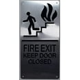 thumbnail image 1 of FIRE EXIT Keep Door Closed Sign -(Aluminium,Silver,Size 6x12)-The Sensation line (ref-2201), 1 of 4