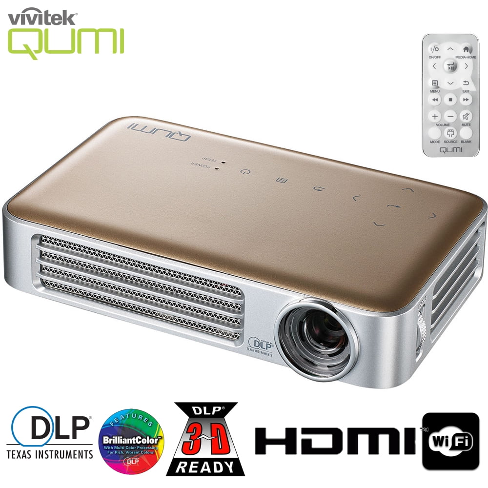 Vivitek Qumi Q6 800 Lumen Wxga 720p Hd Led Wireless Pocket Projector Gold Certified Refurbished Walmart Com