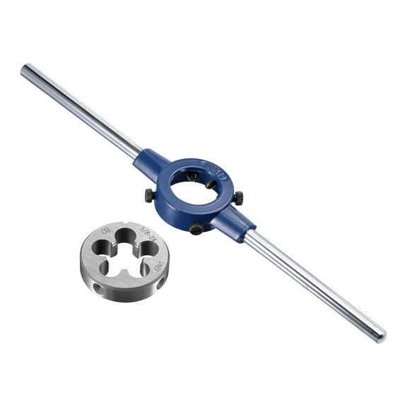 Round Die Stock Handle Wrench Set 5/8-24 UNEF Threading Die and 38mm (1-1/2") Die Holder (Capacity: 26mm-38mm / M12-M16)