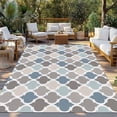 thumbnail image 3 of Outdoor Rug 5x7 ft Gray Blue Beige Abstract Quatrefoil Pattern Waterproof Outdoor Patio Rug Mat Non Slip Outside Area Rugs Carpet for RV,Camping,Porch,Deck,Pool,Balconybackyard,Geometric, 3 of 9
