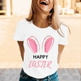 thumbnail image 2 of Alun Happy Easter T Shirts for Women Cute Bunny Ears Graphic Tees Casual Short Sleeve Crewneck Top for Easter's Day Outfit 2026 Spring Summer Workout T-Shirt White XL, 2 of 4
