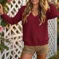 thumbnail image 4 of Horkkom Pullover Sweaters for Women Solid Color Office V Neck Knit Sweater Loose Casual Trendy Tops XXL, 4 of 6
