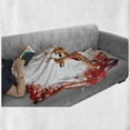 thumbnail image 6 of Santa Soft Flannel Fleece Throw Blanket, Abstract Frame with Xmas Balls and Snowflakes Flying Reindeer Carriage, Cozy Plush for Indoor and Outdoor Use, 70" x 90", Pale Brown Red White, by Ambesonne, 6 of 6