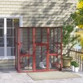 thumbnail image 1 of PawHut Grande Cage Extérieure en Bois pour Chat Rouge Vin, 1 of 10