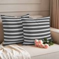 thumbnail image 2 of Boho Black Stripe Outdoor Waterproof Pillow Covers, Abstract Geometric White Minimalist Decorative Square Throw Pillowcase Sofa Cushion Sham for Patio/Couch/Chair, 20"x20" 2 Pack, 2 of 8