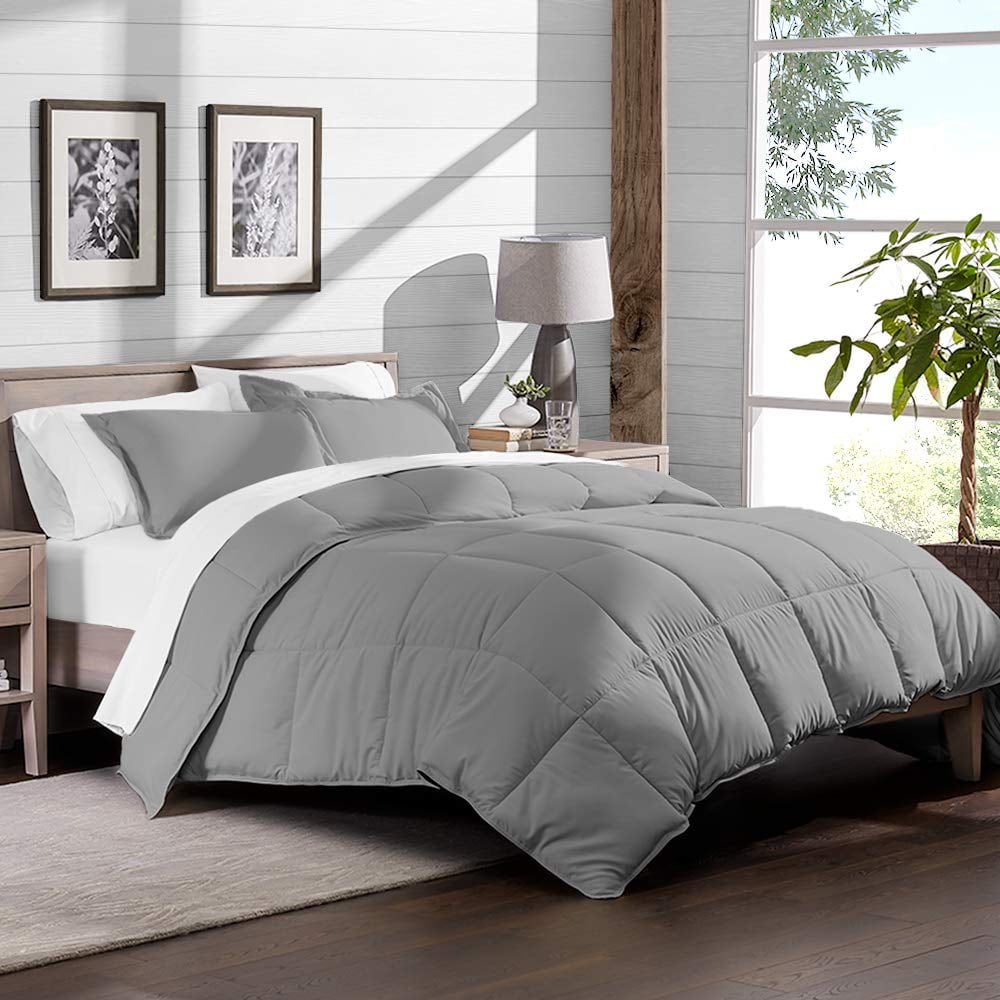 8 Piece Bed In A Bag Split Queen Comforter Set Light Grey Sheet Set White Walmart Com Walmart Com