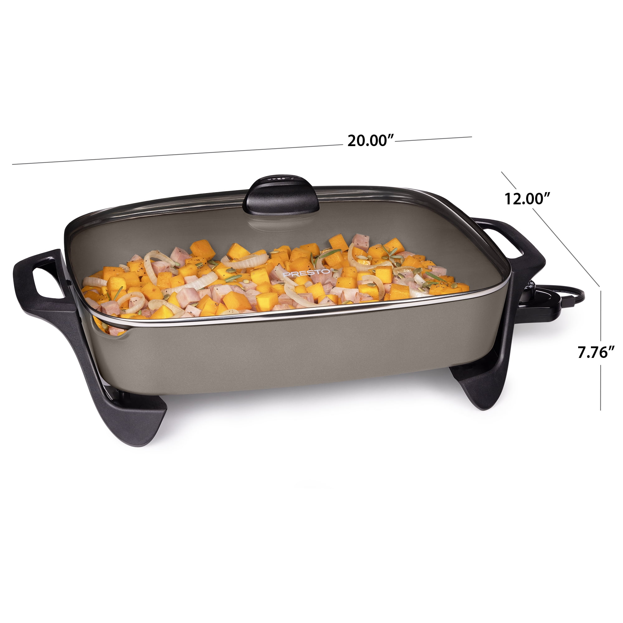 Presto 16" Ceramic Electric Skillet with Glass Cover,  Silver 06860