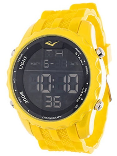 yellow digital watch